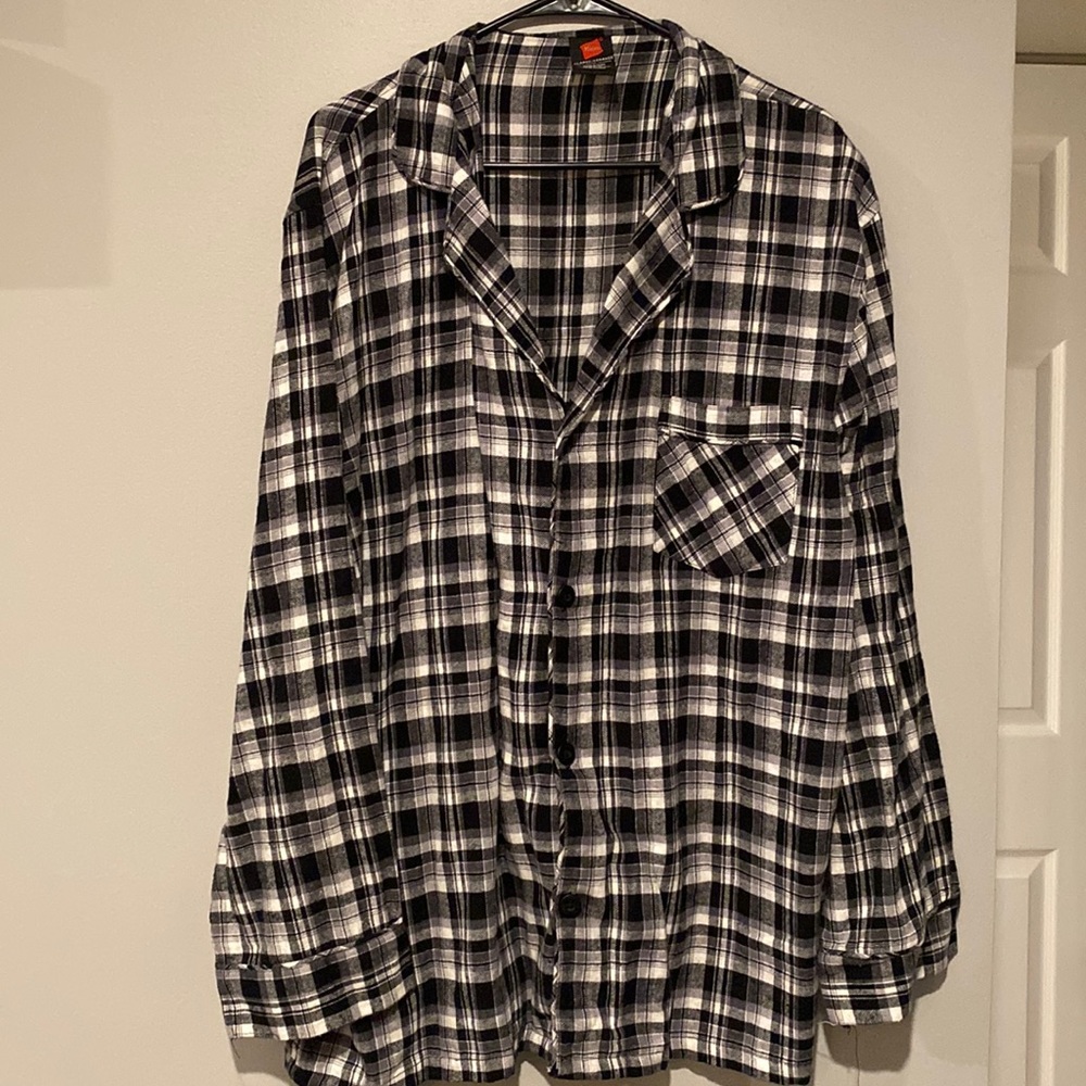 Mens Hanes Black/White Flannel - Size XL